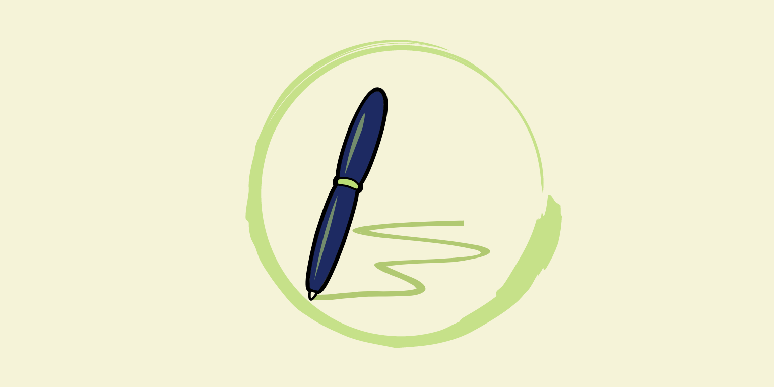 Scrittura circolare: una penna che disegna un cerchio verde